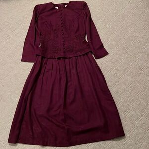Wine colored dress with embroidered top with some beads